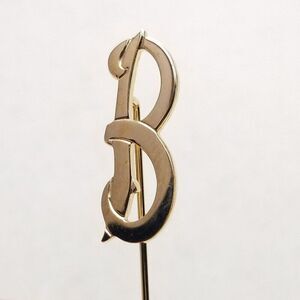 Vintage B Monogram Stick Pin, Gold Tone Letter Initial Brooch, Unisex, Unsigned